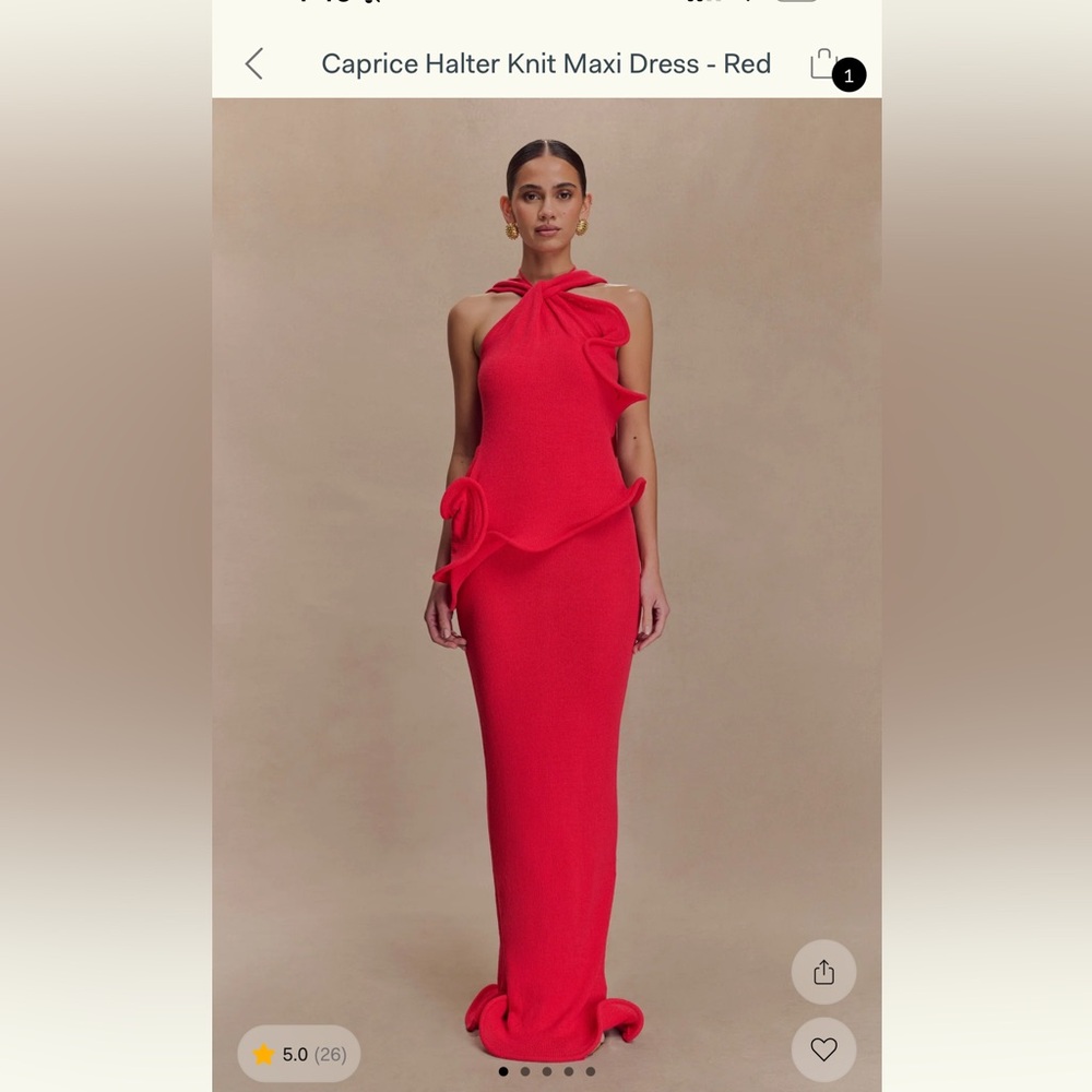 Meshki Caprice Red Halter Knit Maxi Dress size M